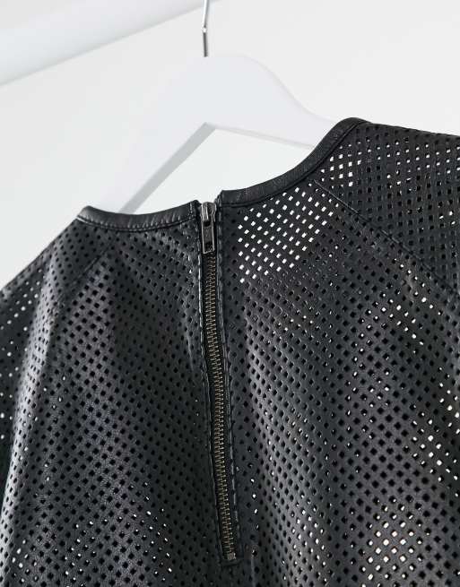 Perforated deals leather shirt