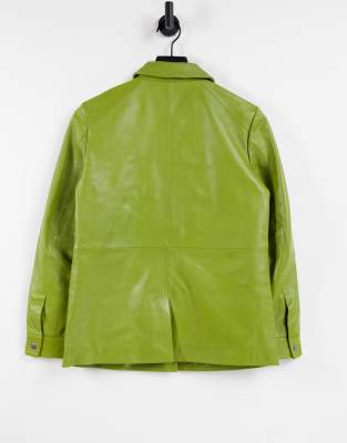 green leather shacket