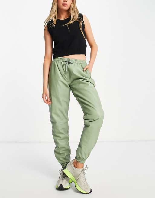 Muubaa Resh leather sweatpants in sage green - part of a set | ASOS