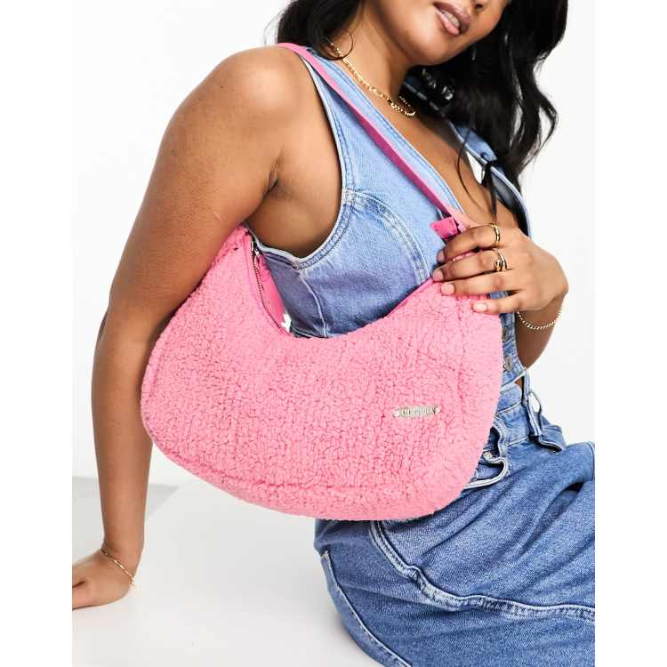 MuuBaa slouchy borg shoulder bag in pink