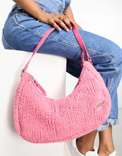 MuuBaa slouchy borg shoulder bag in pink