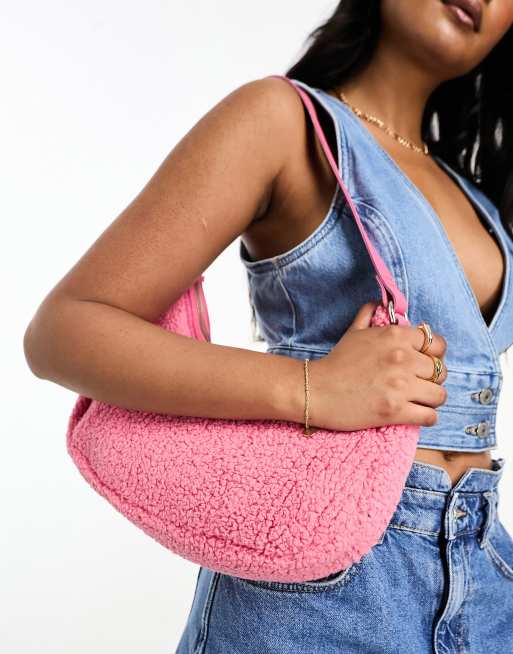 MuuBaa slouchy borg shoulder bag in pink