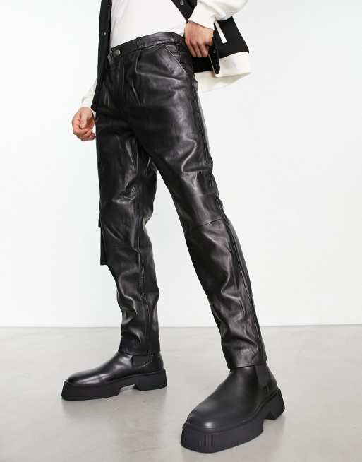 Muubaa tapered utility leather pants with contrast pockets ASOS