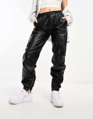 Muubaa High Rise Slim Fit Bootcut Leather Trousers in Black for Men