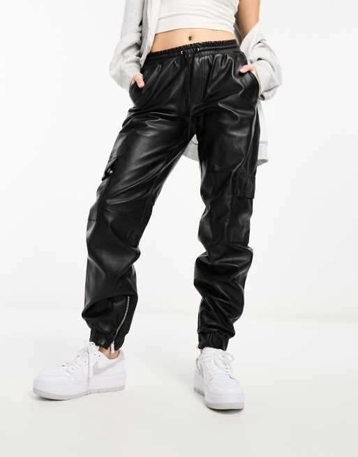 Leather store jogging pants