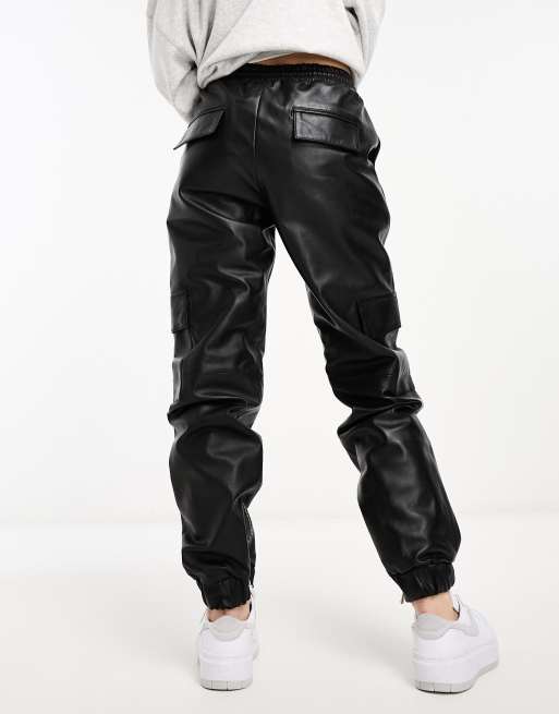 Muubaa utility pocket leather joggers in black