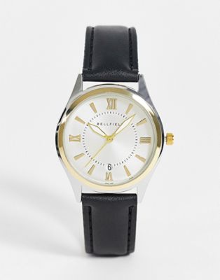 фото Мужские часы с черным ремешком и двухцветным циферблатом bellfield-черный цвет