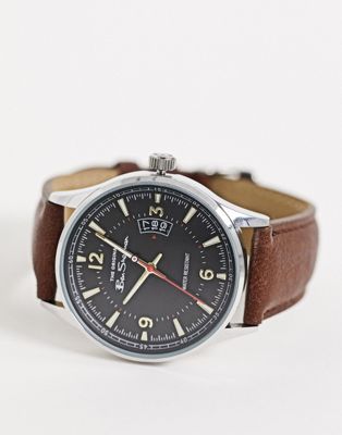 фото Мужские часы с коричневым кожаным ремешком ben sherman-коричневый
