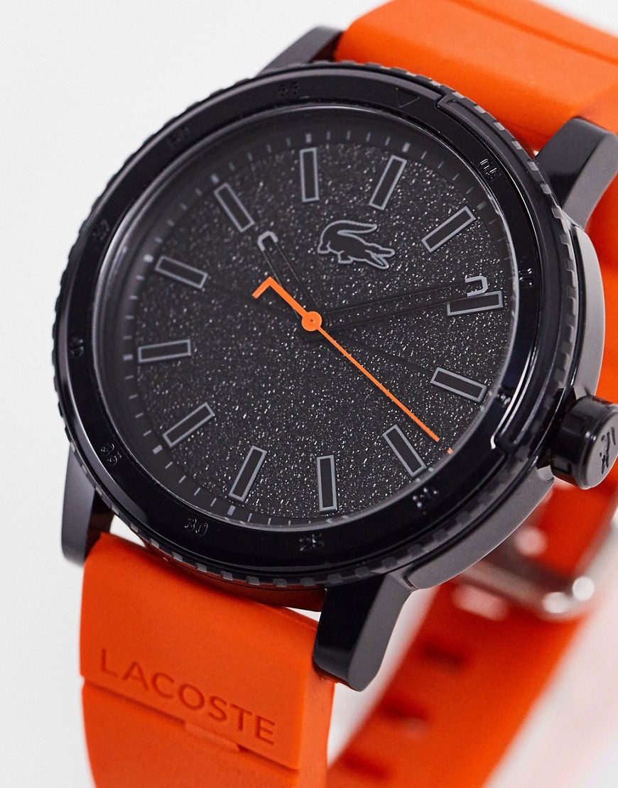 фото Мужские часы с оранжевым силиконовым ремешком lacoste-оранжевый цвет