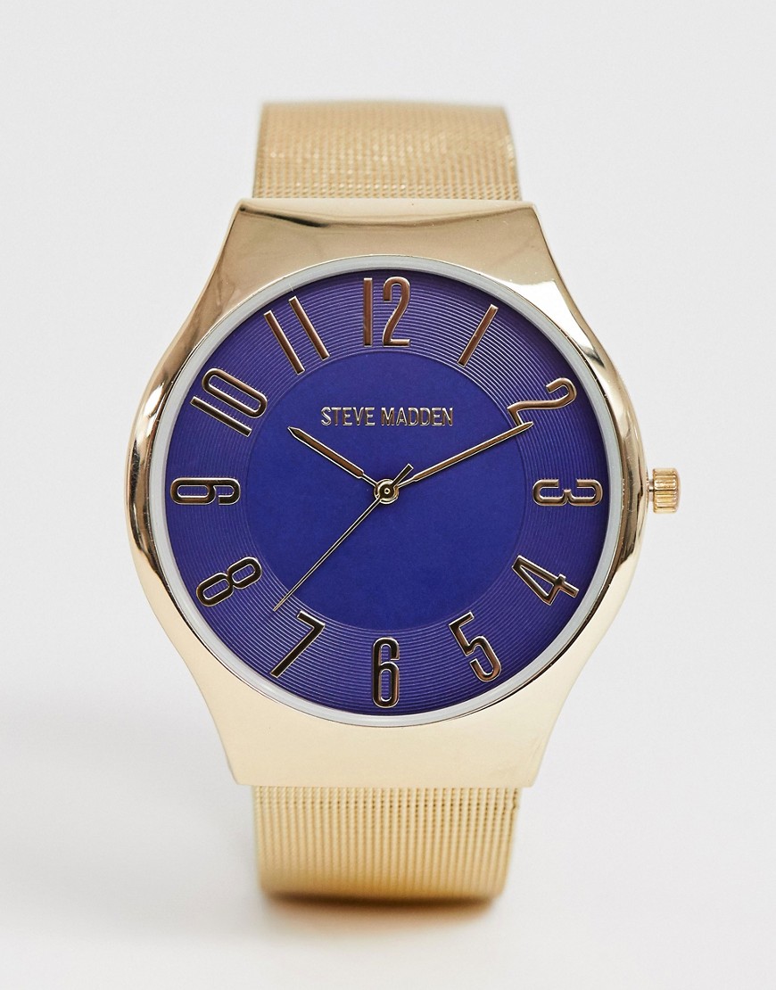 фото Мужские часы с синим циферблатом steve madden-золотой