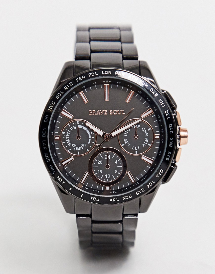 фото Мужские наручные часы темно-серого цвета металлик brave soul-серый