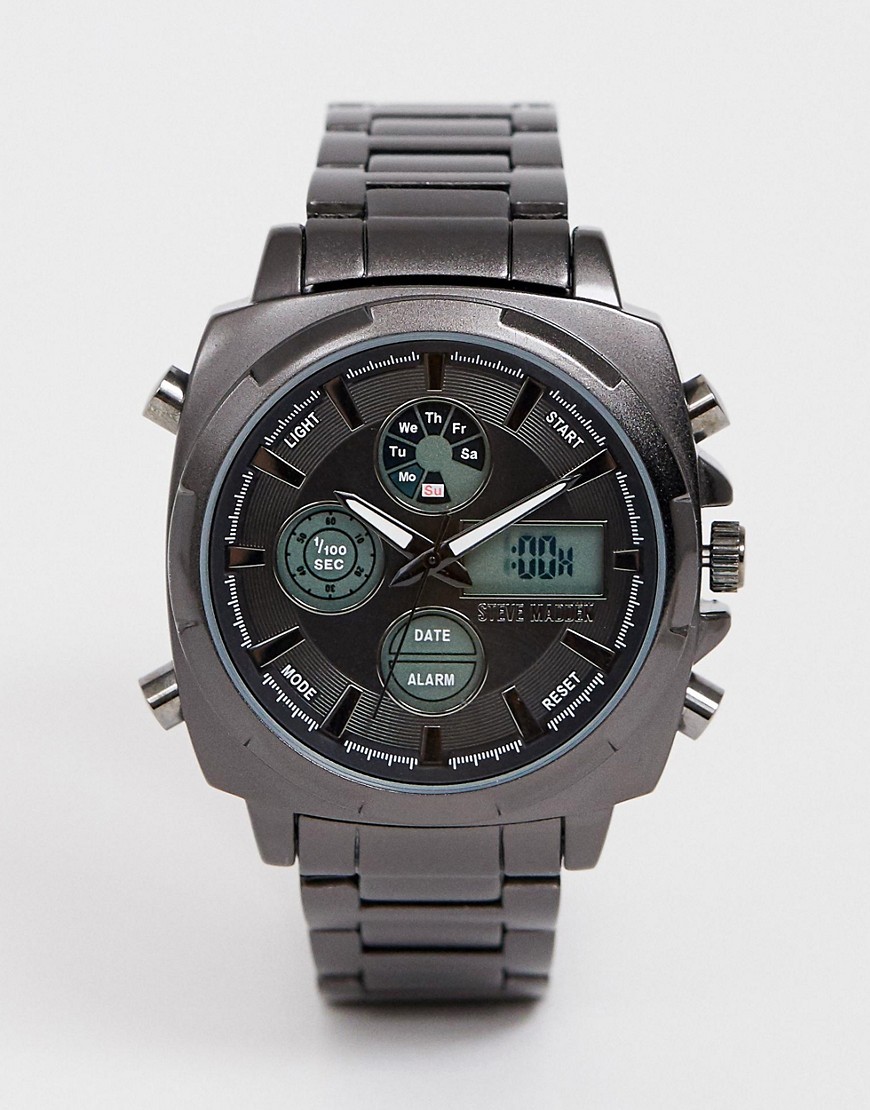 фото Мужские цифровые часы с черным циферблатом steve madden-черный
