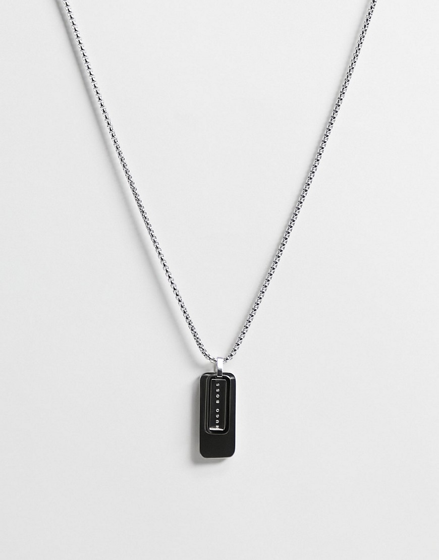 фото Мужское серебристое ожерелье из нержавеющей стали с подвеской boss-серебристый