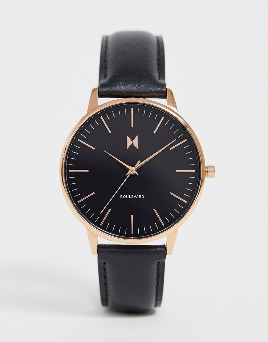 MVMT Boulevard leather watch-Black