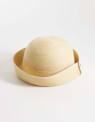 My Accessories 2 way straw sailor hat and bucket hat in natural beige