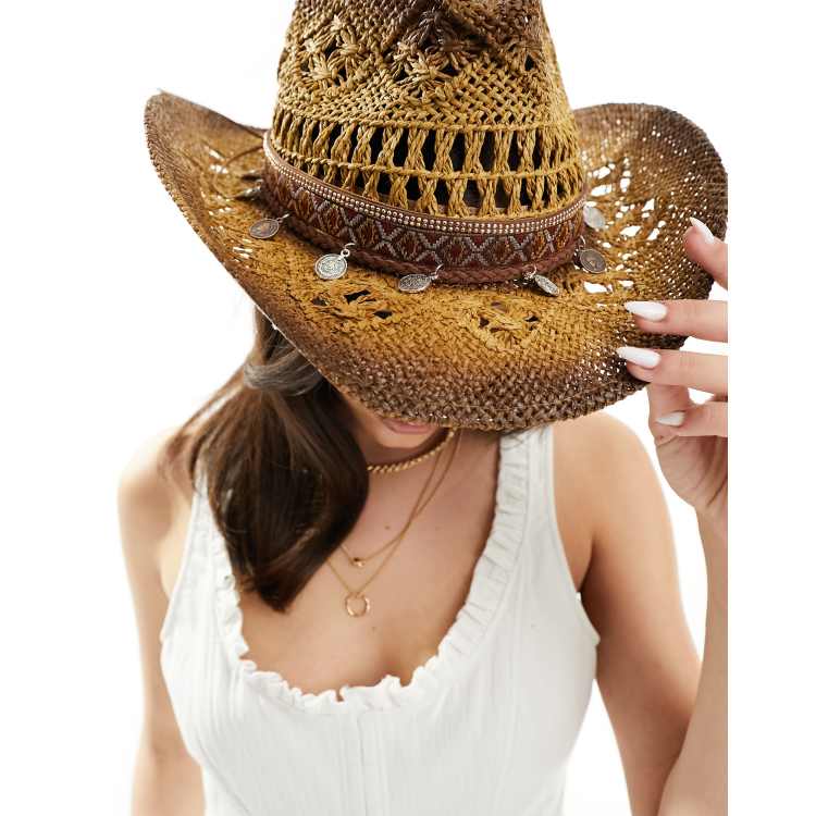 Ladies straw cheap cowboy hat