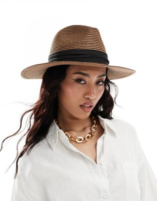 My Accessories adjustable straw fedora hat in brown - ASOS Price Checker