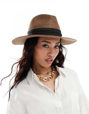 My Accessories adjustable straw fedora hat in brown | ASOS