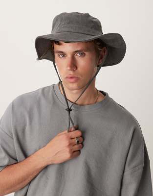 My Accessories - Anglerhut in verwaschenem Schwarz im Safari-Stil