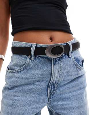 My Accessories My Accessories antique oval buckle belt in black and silver