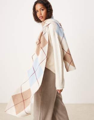 My Accessories argyle oversized scarf in cream