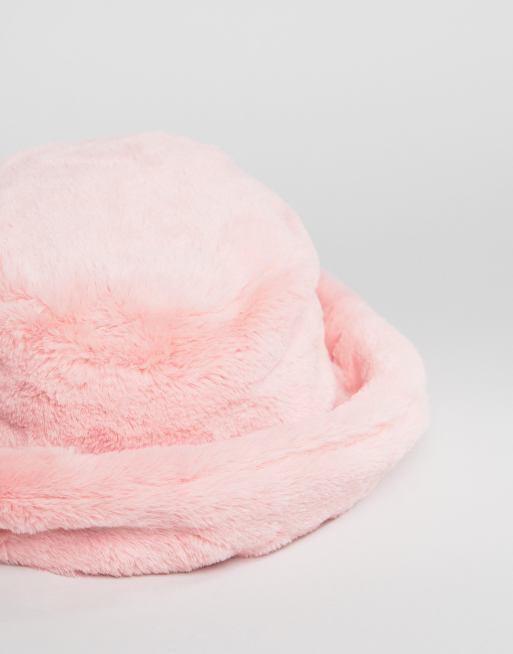 Hot Pink Faux Fur Bucket Hat Accessories Fabulous-Furs