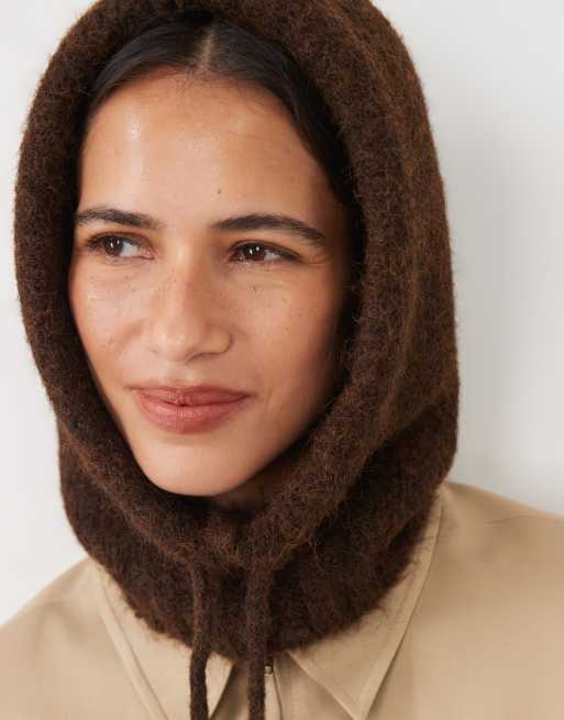 My Accessories Balaclava-Hood aus Wollmix in braunem Strick, 3 von 3