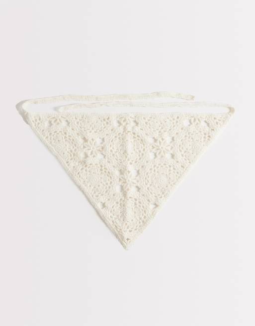 My Accessories - Bandana all'uncinetto color crema