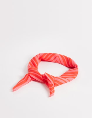 My Accessories - Bandana aus Chiffon in Rot und Rosa gestreift