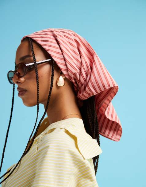 My Accessories bandana headscarf in pink and red stripe - view 1