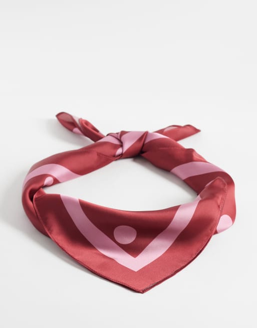 My Accessories - bandana multiposición roja y rosa de lunares
