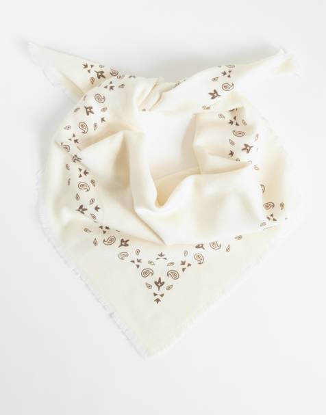 My Accessories bandana na szyję we wzór paisley w kolorze kremowym - view 1