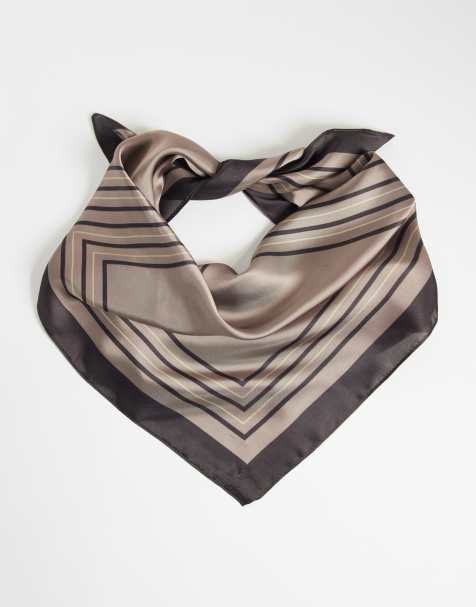 My Accessories bandana neck tie in brown stripe print - view 1