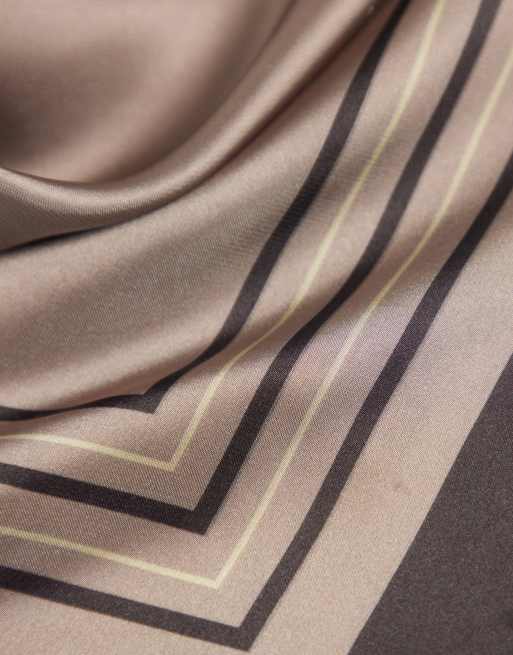 My Accessories bandana neck tie in brown stripe print, 2 of 3