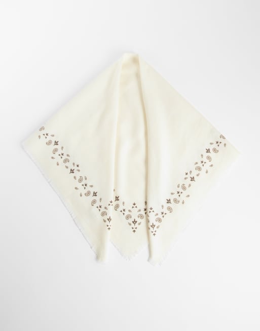 My Accessories bandana neck tie in cream paisley print, 3 of 3