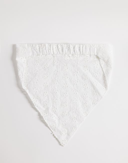 My Accessories - Bandanasjaal van broderie anglaise met elastiek in wit, 3 van 3