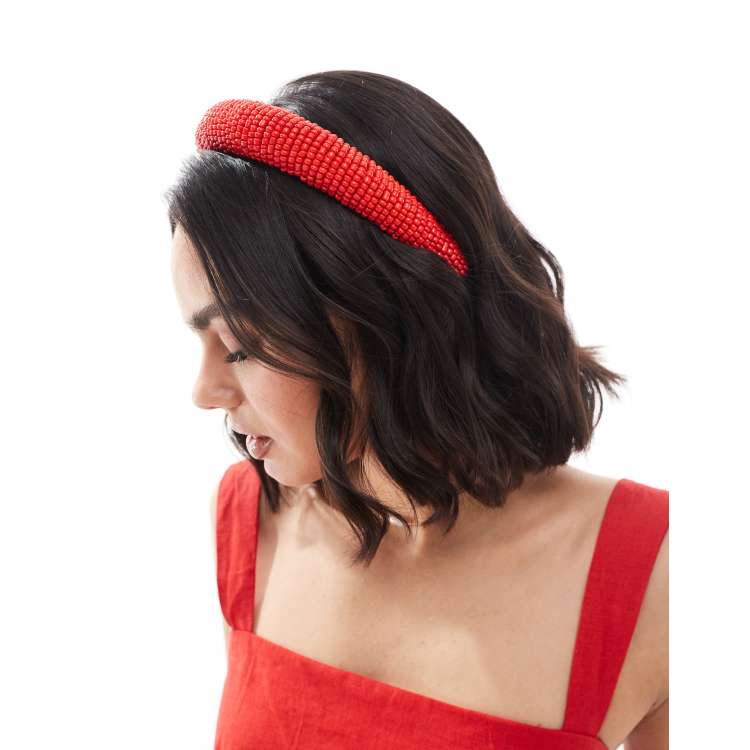 My Accessories beaded headband in red | ASOS