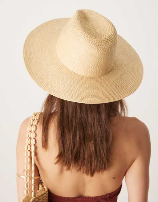 My Accessories – Beige, bred fedorahatt i strå, 2 av 3