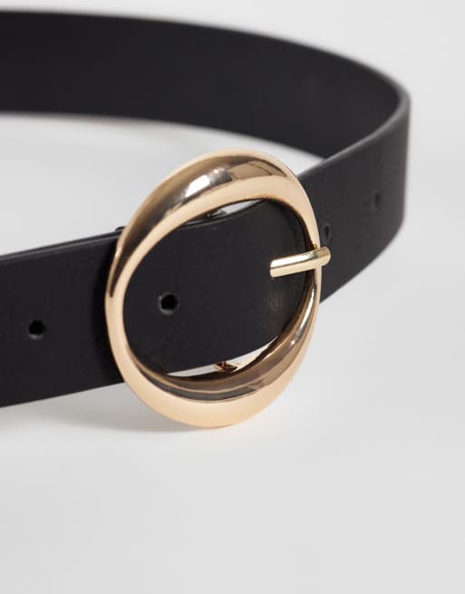 My Accessories belt in black with gold-tone oval buckle, 3 of 3