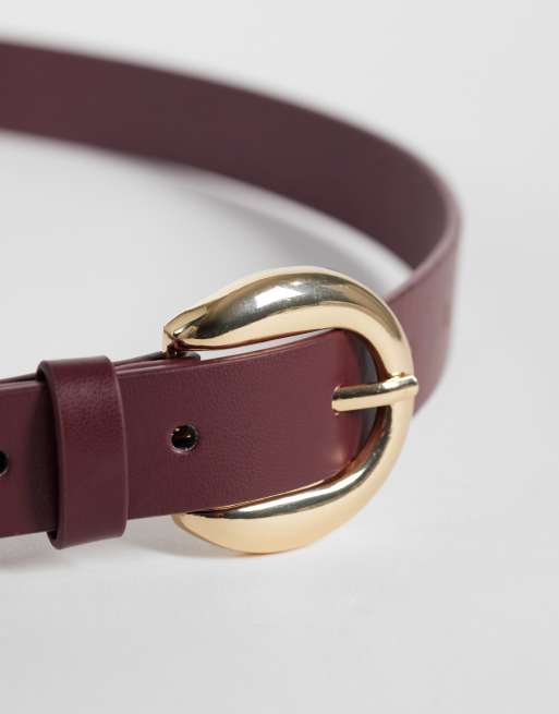 My Accessories belt in burgundy with gold buckle, 3 of 3