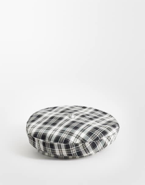 My Accessories beret in grey check - view 1