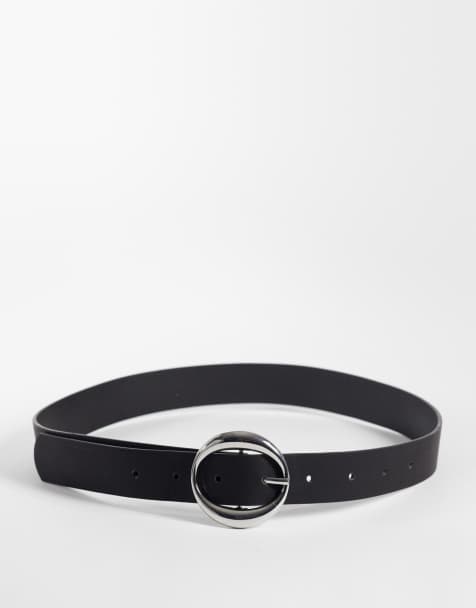 My Accessories black belt with silver-tone oval buckle - view 1