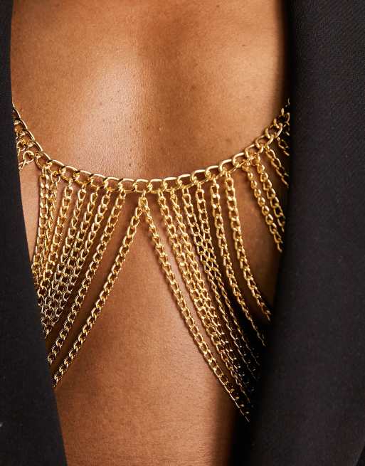 Gold Bikini Body Chain with Necklace Layered Bra Chains Body Jewelry for  Women, alloy, alloy : : Clothing, Shoes & Accessories