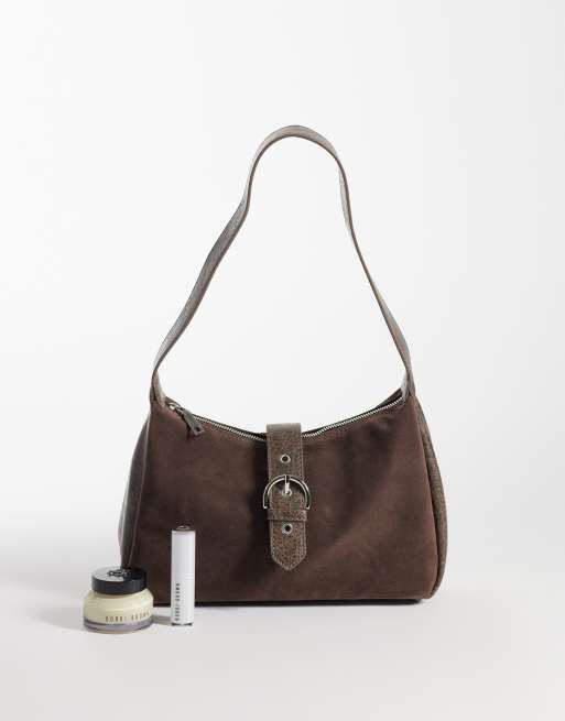 My Accessories - bolso de hombro en ante sintético marrón, 2 de 4