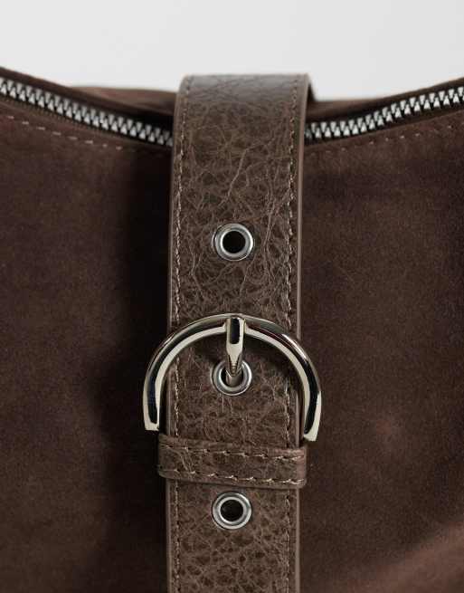 My Accessories - bolso de hombro en ante sintético marrón, 3 de 4