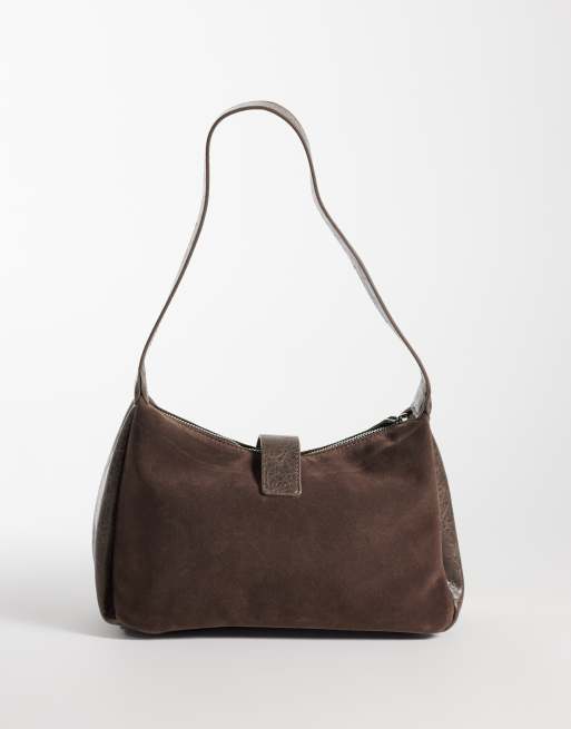 My Accessories - bolso de hombro en ante sintético marrón, 4 de 4