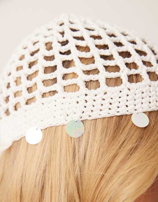 My Accessories - Bonnet de festival au crochet ornementé - Blanc , 2 de 3
