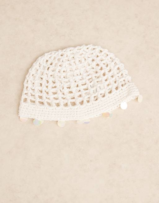 My Accessories - Bonnet de festival au crochet ornementé - Blanc , 3 de 3
