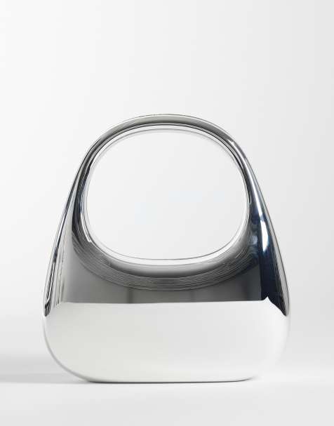My Accessories - Borsa a mano rotonda in metallo argentato - view 1