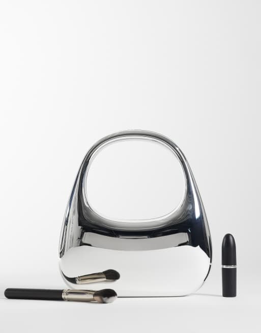 My Accessories - Borsa a mano rotonda in metallo argentato , 2 di 5